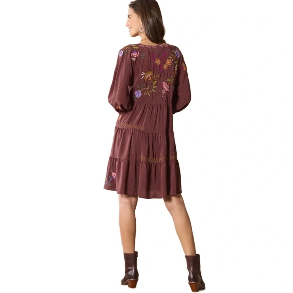 NWT Johnny Was Toni Dolman Tiered Midi Silk Dress, size XXL - Picture 2 of 15